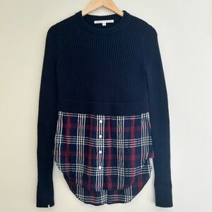 Veronica Beard merino wool plaid sweater medium